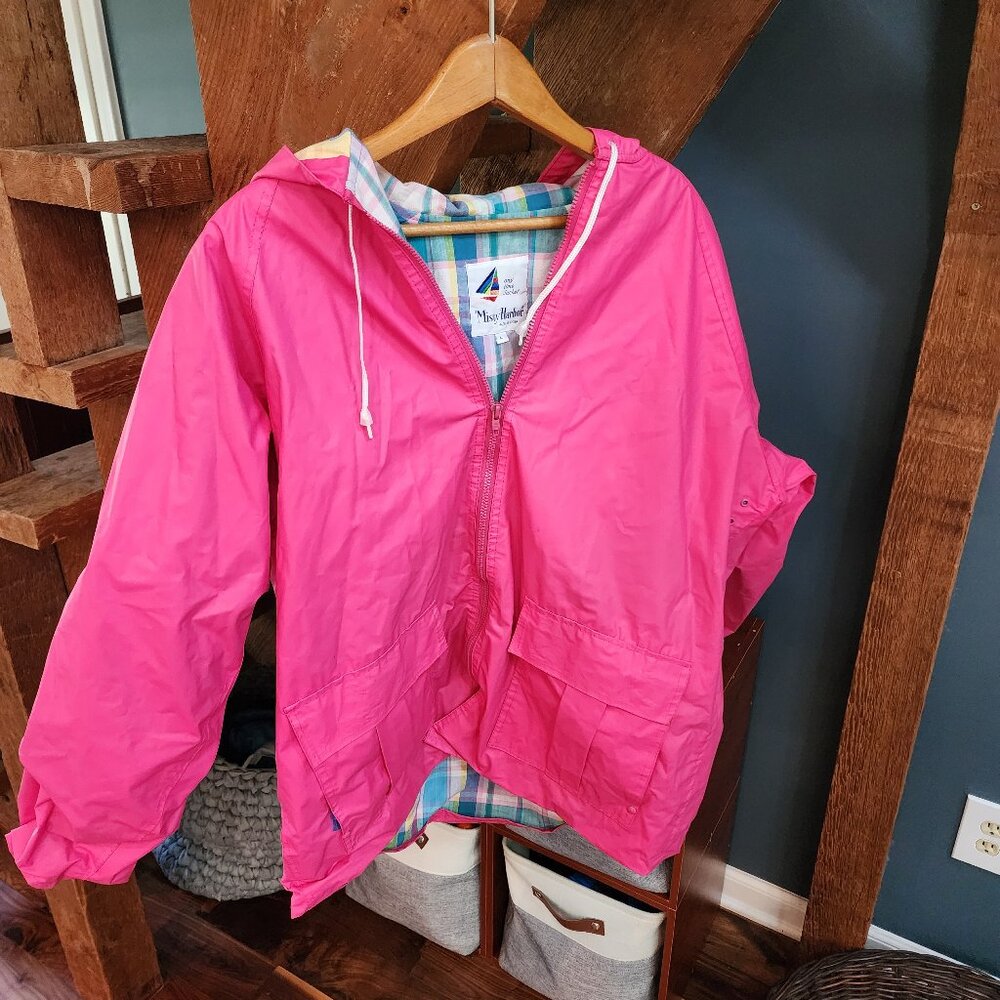 Vintage pink Misty Harbor any time jacket plaid lined raincoat size large